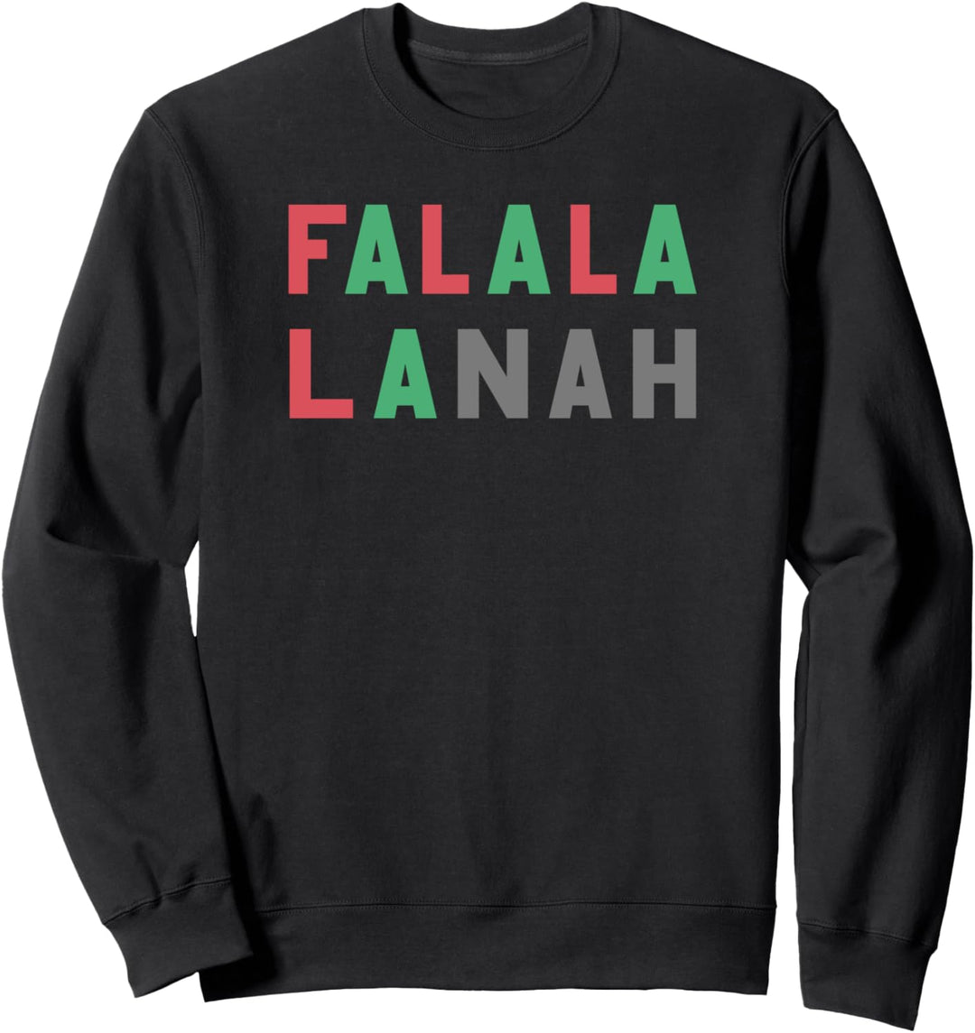 Trendy Christmas Falala La Nah Red Green Text Sweatshirt