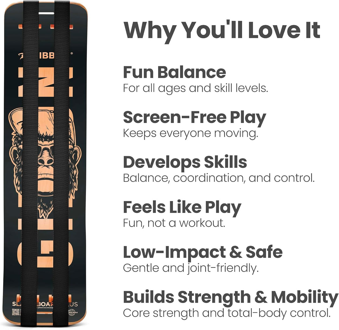 GIBBON SlackBoard Plus - 2-in-1 Slackline Balance Board für Erwachsene - Workout Equipment Home Gym