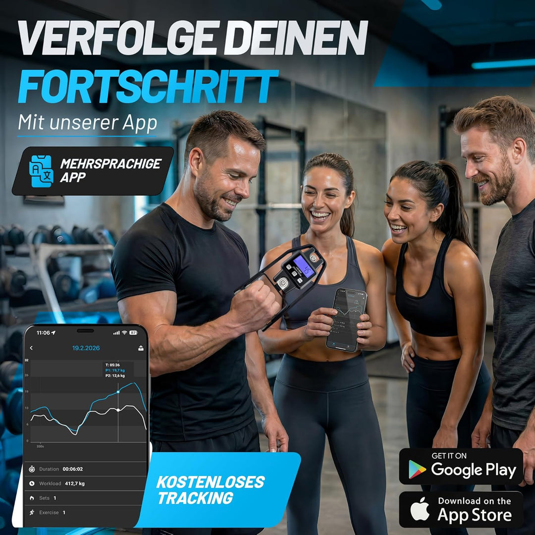 aerobis® Powrlink Griffkraftmesser - inkl. Live-Tracking App - hochpräziser Handdynamometer &amp; Griffk