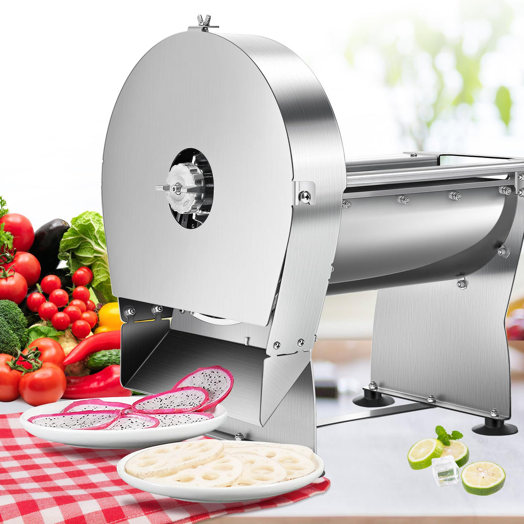 NEWTRY Elektrische Gemüseschneidemaschine, Scheibenförmig, 0-10mm Einstellbar für Obst und Gemüse, K