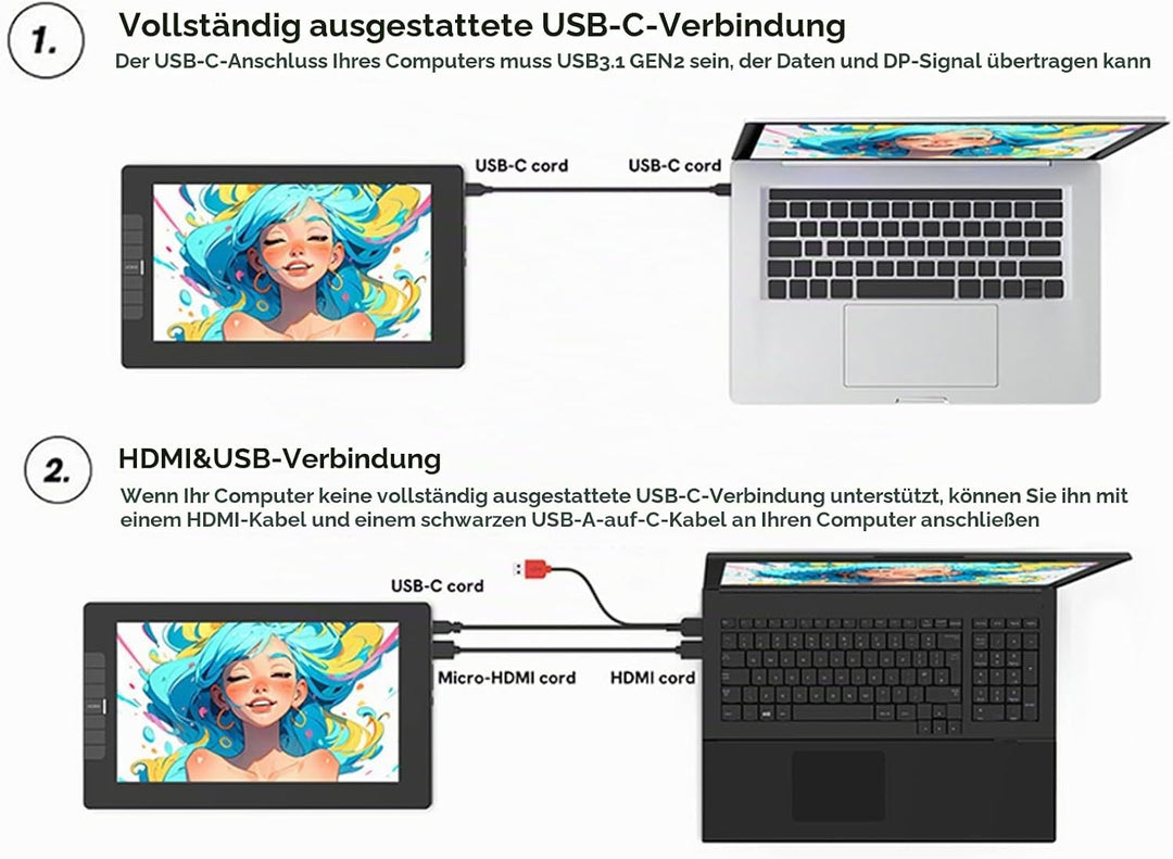 Grafiktablett mit Display,VEIKK VK1200 11,6 Zoll Zeichentablett mit Display mit 120% sRGB Bildschirm