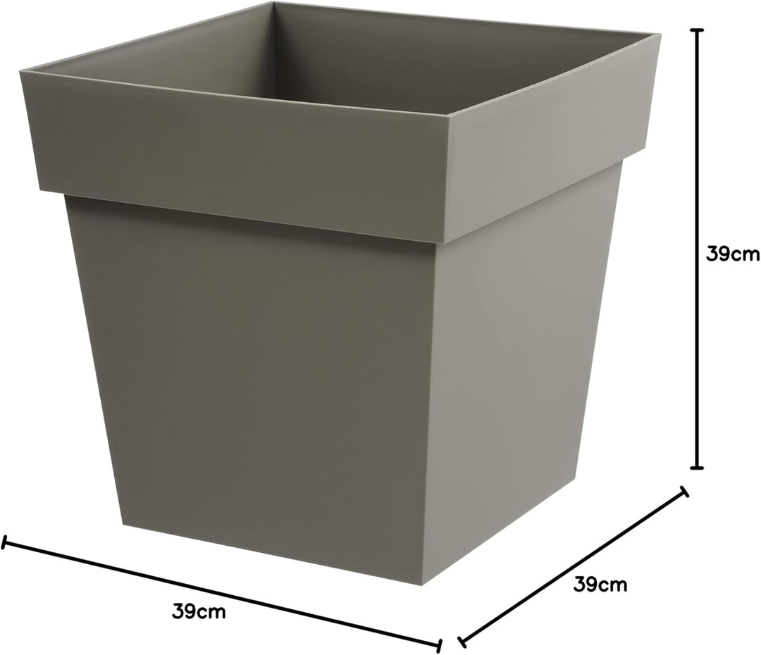 EDA Pot carré Toscane 39cm - Contenance 38L - Taupe, Taupe