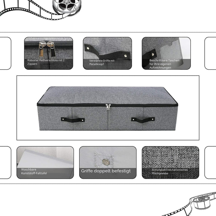 Faltbare stabile Unterbett-Aufbewahrungsbox mit Griff, Reissverschlussdeckel, Decken Kleidung Bettde
