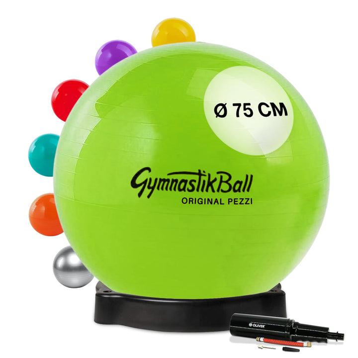 PEZZI Gymnastikball Standard mit Ballschale und Pumpe Apfelgrün Ø 75 cm, Apfelgrün Ø 75 cm