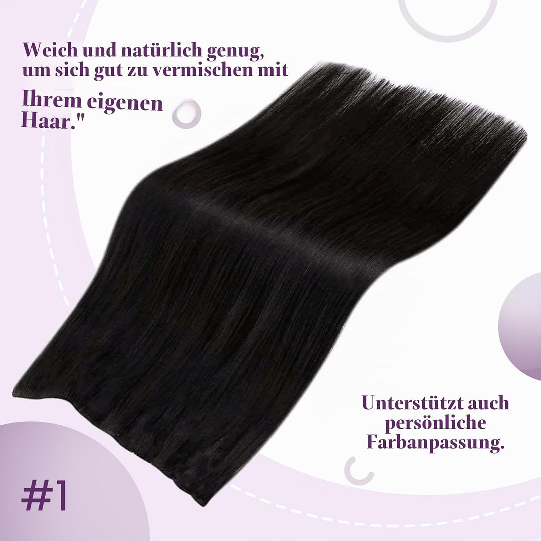 LaaVoo Unsichtbar Fish Line Echthaar Extensions mit Draht Schwarz Invisible Secret Wire Extensions E