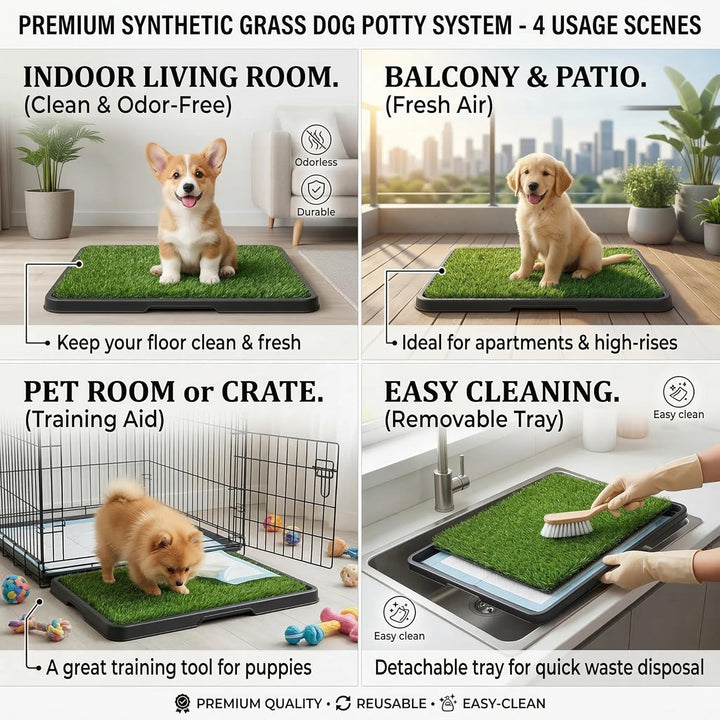 Hundegras-Pad Hundetoilette Töpfchen mit Tablett Kunstrasen-Töpfchen-Trainingspad Wiederverwendbares