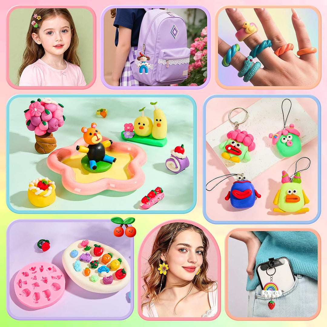 50 Stück Polymer Clay Set, 25g Knete Set mit 15 Werkzeug &amp; Zubehör