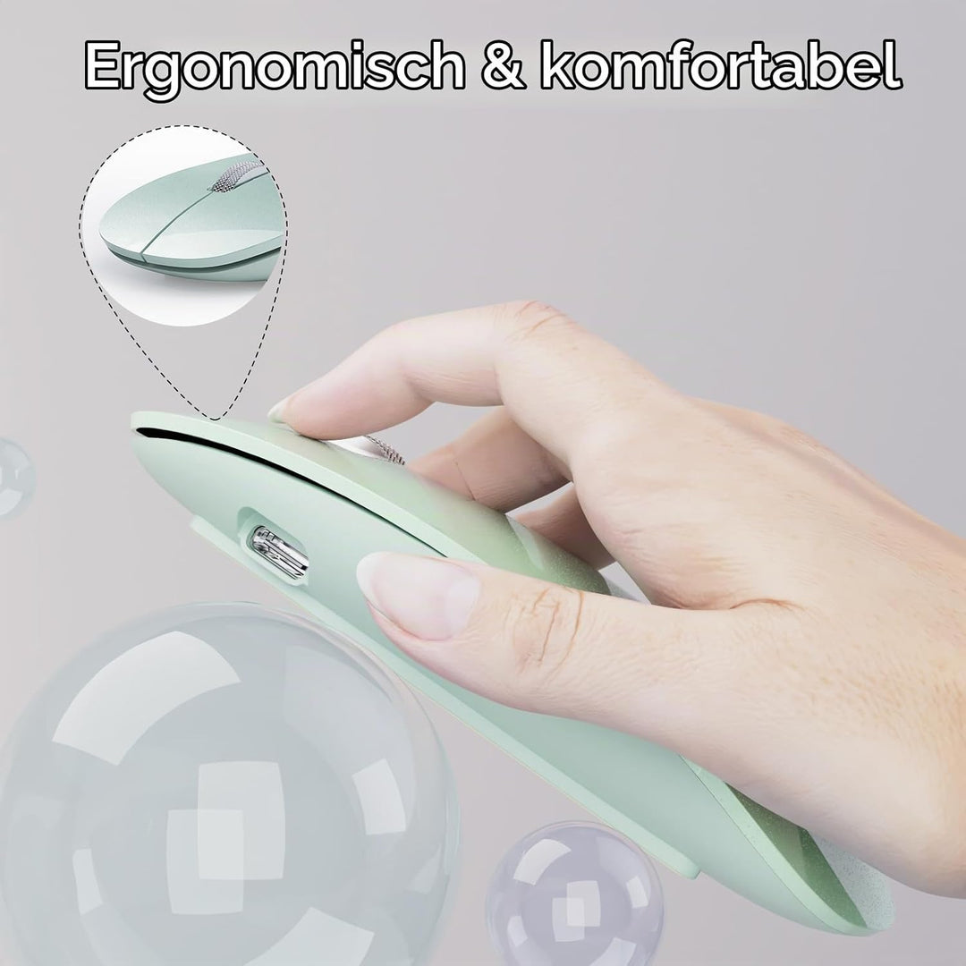 Uiosmuph G11 kabellos Maus, Leise USB-C aufladbar Wireless Mouse,Grün, Grün