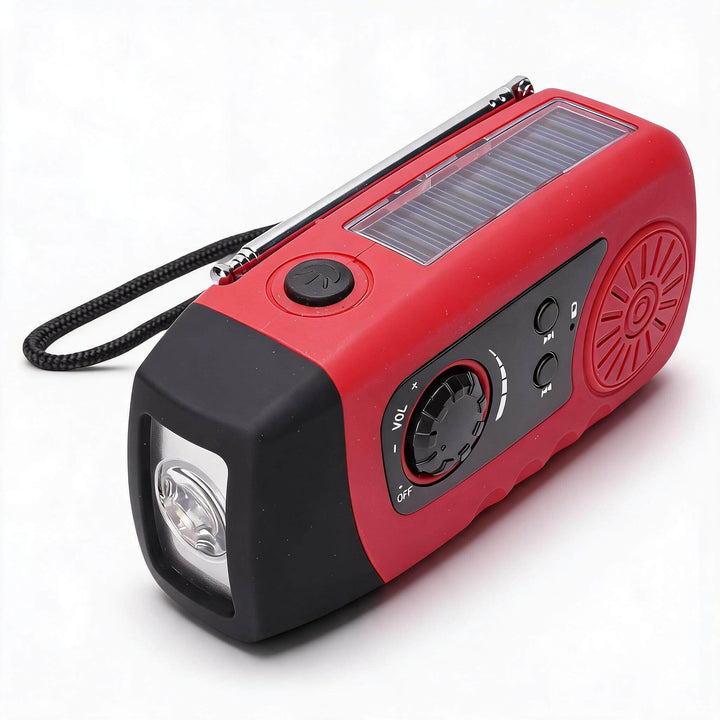 Handcrank Emergency Radio, Tragbares Solarradio mit LED Taschenlampen- und Telefonladegerät, FM Weat