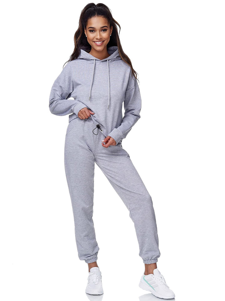 Tazzio Damen Jogginganzug Trainingsanzug Sport Freizeit Hoodie &amp; Jogginghose F200 S Grau, S Grau