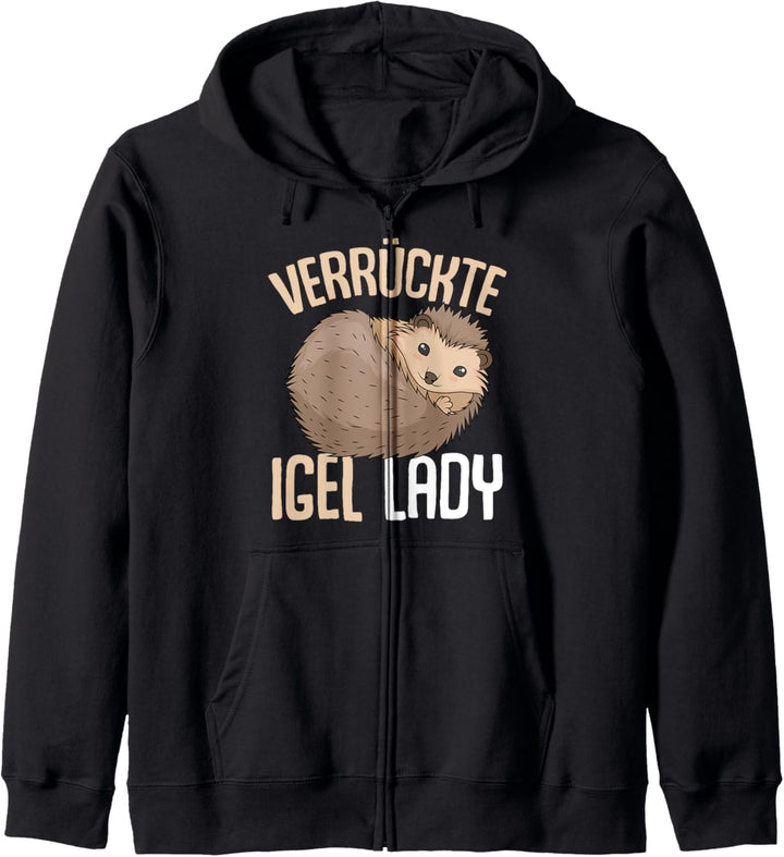 Verrückte Igel Lady Igel Mama Damen Kapuzenjacke