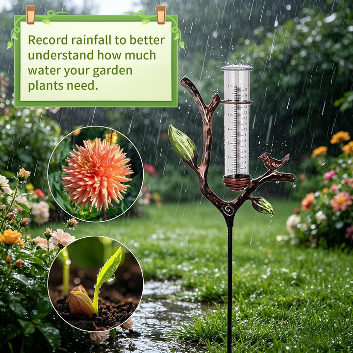 Regenmesser für Garten, Gartendekoration Regenmesser Glasregenwasserzähler, Gartenstecker Elf Stehen