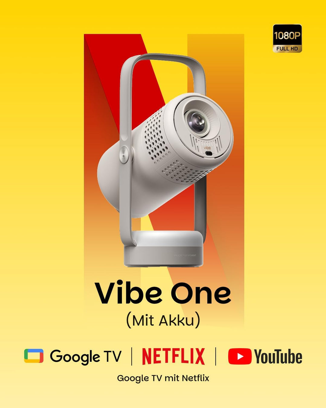 XGIMI Vibe One mit Akku Outdoor mini Beamer mit 70" Outdoor Beamer Leinwand | 1080p Full HD, Sound b