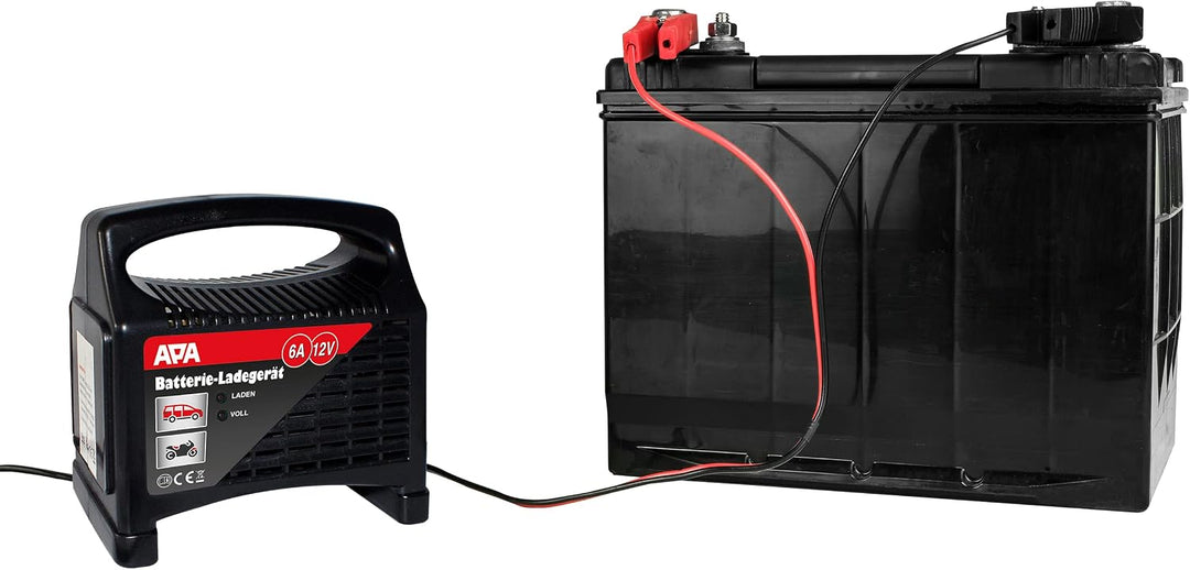 APA 16625 Batterie-Ladegerät, für Bleibatterien, 2-stufig, automatische Sicherung, 12V, 6A