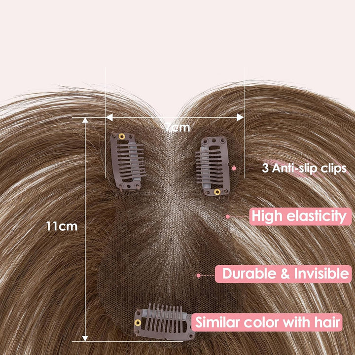 S-noilite Toupets für Frauen mit Seitenpony 7x11cm Echthaar Topper Damen Rxtensions Echthaar Clip in