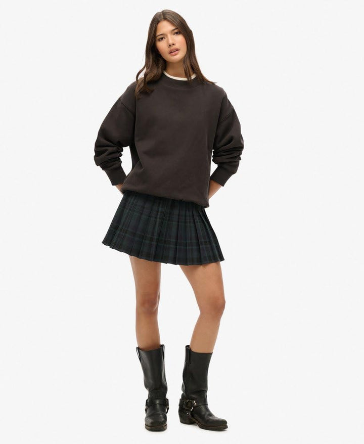 Superdry Damen Kariert, Gefaltet, Mini Rock, 36 Marineblau Kariert