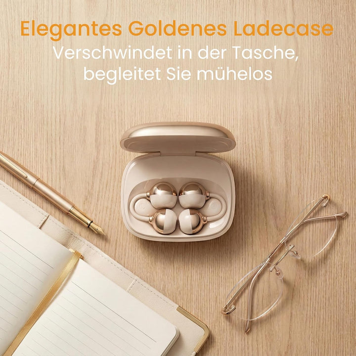 LESUN Open-Ear Clip On Kopfhörer Bluetooth 6.0: Mini Ohrhörer mit Klarem Bass, 25h Laufzeit Sport, A