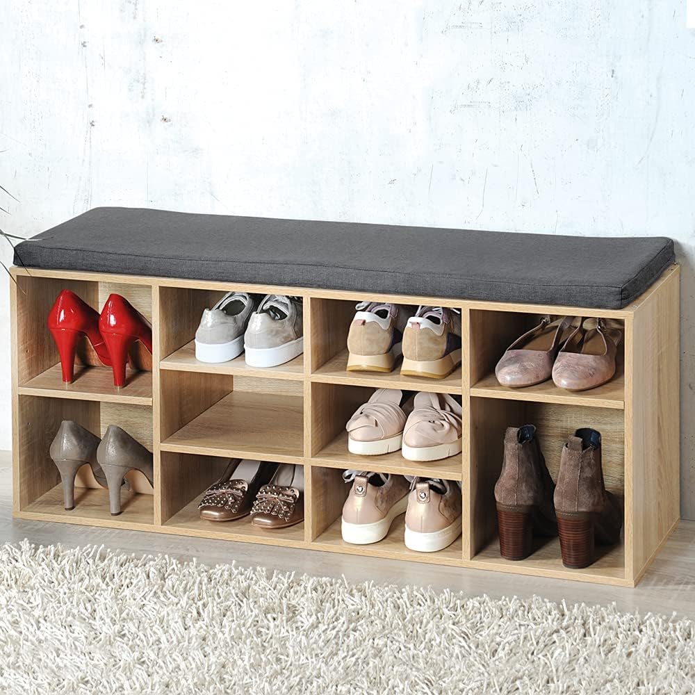 Kesper Schuhschrank mit Sitzkissen, Material: Faserplatte, Masse: B103,5 x H48 cm x L29,5 cm, Farbe: