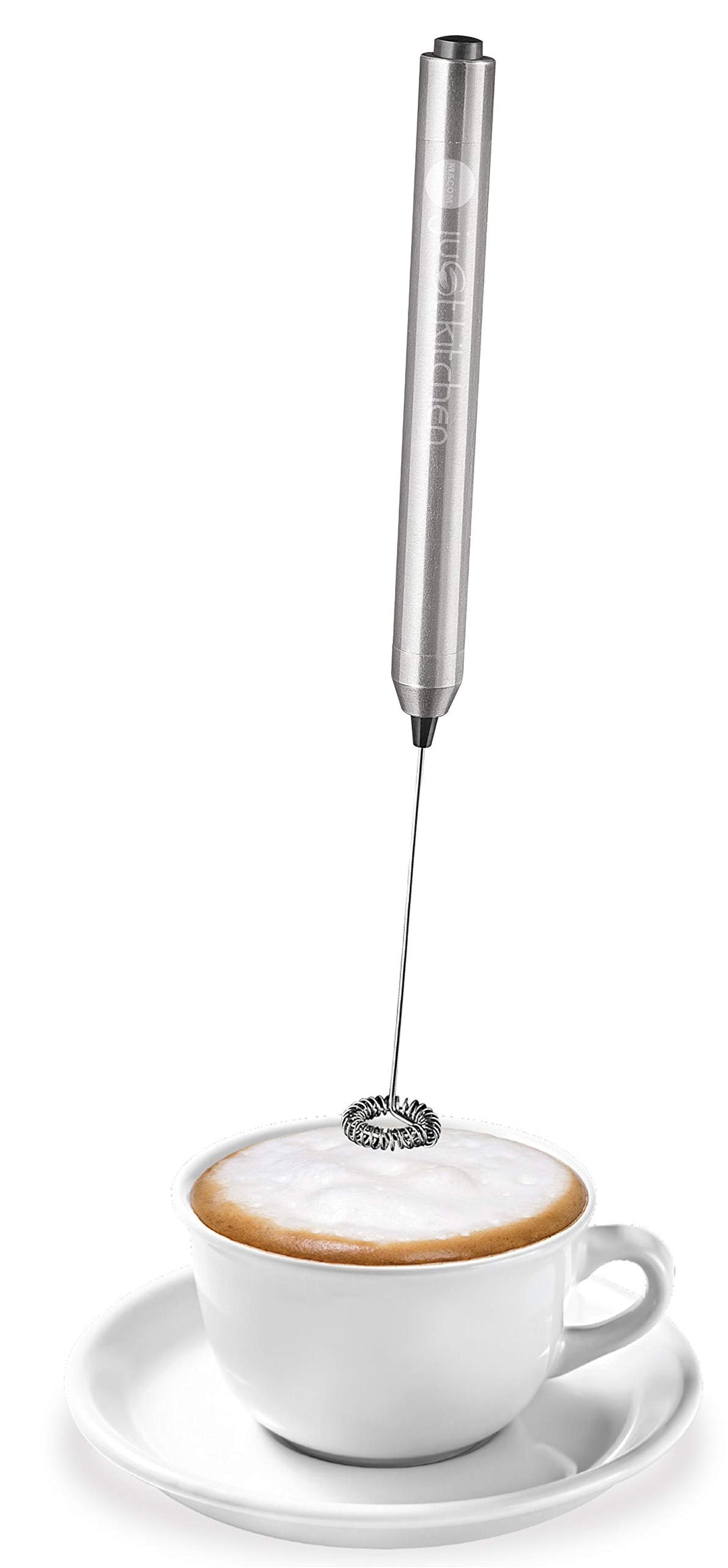 Macom Just Kitchen 863 Schaum &amp; Latte Milchaufschäumer batteriebetrieben Edelstahl, Silber