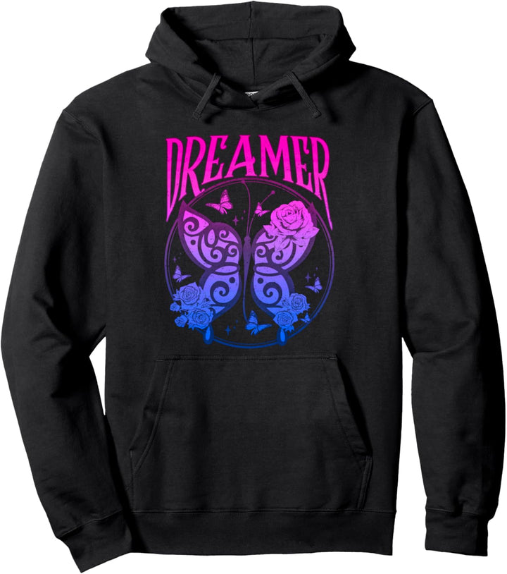Bisexual Vintage Retro Schmetterling Rosen Bi Pride Dreamer Pullover Hoodie