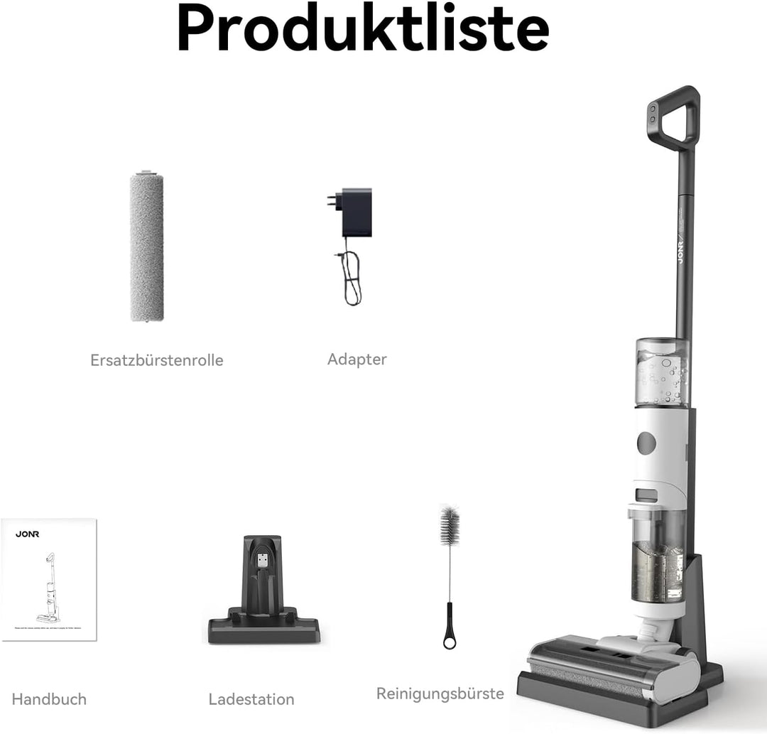 JONR ED12 Nass Trockensauger Akku, Selbstreinigung, Saug Wisch Staubsauger, Saugwischer Kabellos, Ka
