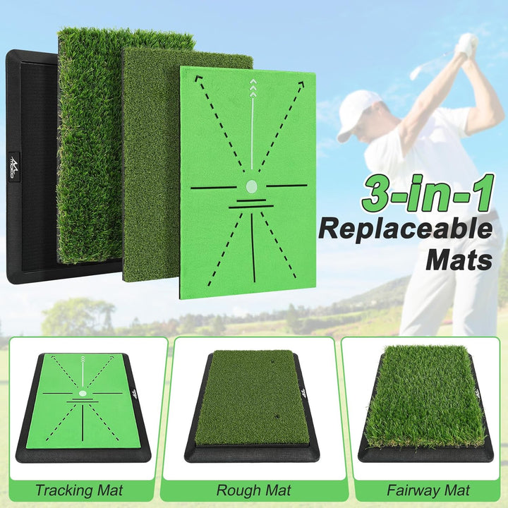 MoKo Golf-Schlagmatte, Golfmatte mit Schwungbahn-Feedback, Zusätzliche Austauschbare Trainingsmatten