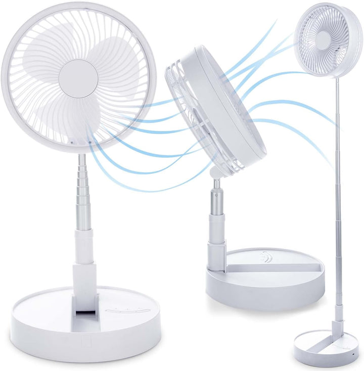 GOODS+GADGETS Faltbarer Tischventilator &amp; Stand-Ventilator mit wiederaufladbarer Batterie mit 6000 m