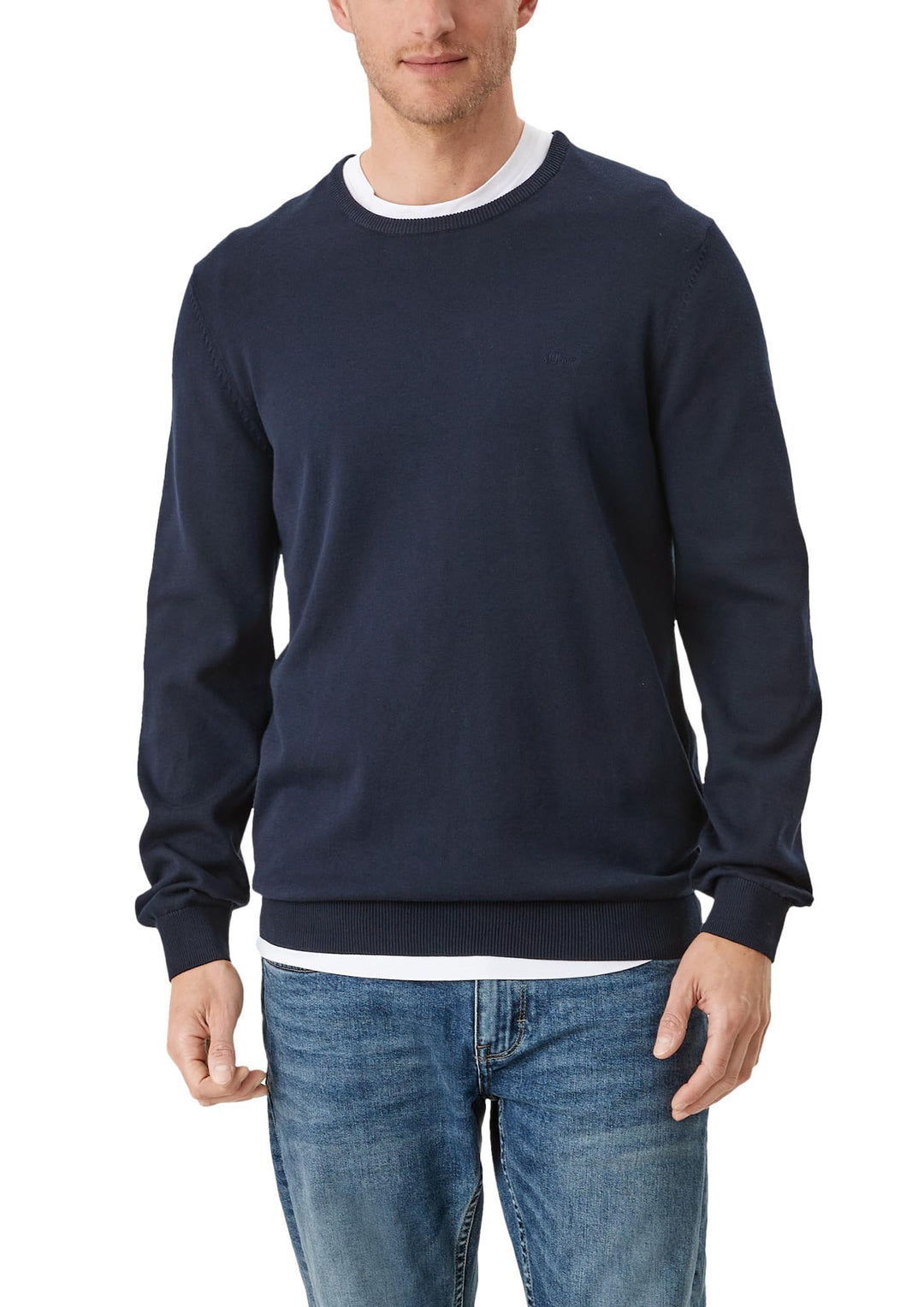 s.Oliver Herren Pullover mit Logo-Stickerei L Blau(5978), L Blau(5978)