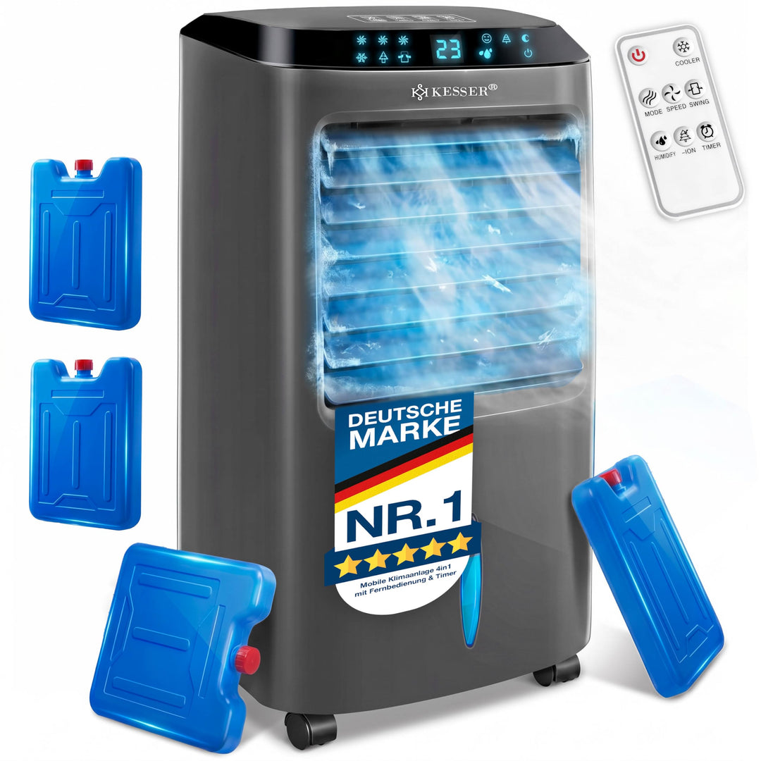 KESSER® Mobile Klimaanlage 4in1 Luftkühler – Air Cooler mit Fernbedienung &amp; Timer, 10L Wassertank, I