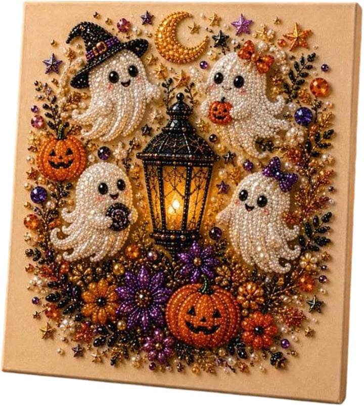 Ghost Pearl Art DIY Kit, Halloween Craft Wall Decor Set, Spooky Art B, B