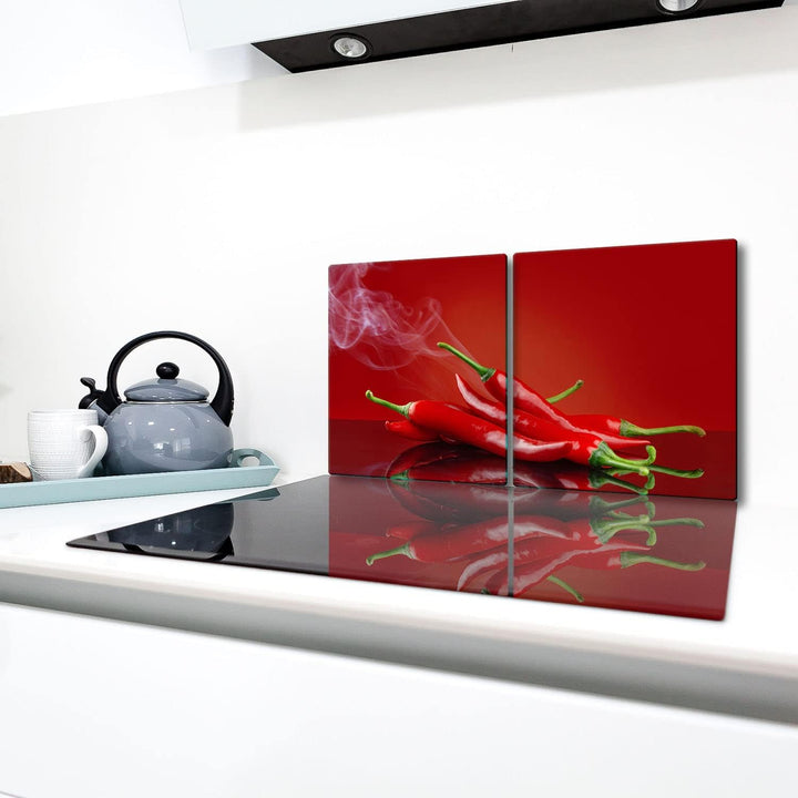 TMK ArtDeko Herdabdeckplatte 2 Teilig 40x52 cm - Spritzschutz Herdabdeckung – Herdschutz aus Sicherh