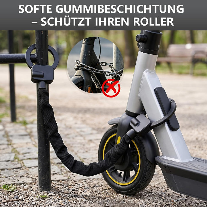 E Scooter Schloss, Schloss für E Scooter mit Schlüssel, Handschellenschloss mit Silikonschutz Gegen