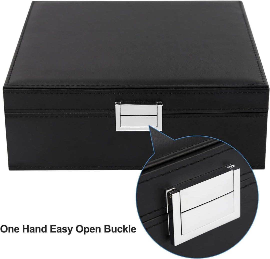 BEWISHOME Ring-Organizer und Ohrring-Box-Halter – 11 Ringschlitze, 25 Ohrringfächer, grosser Spiegel