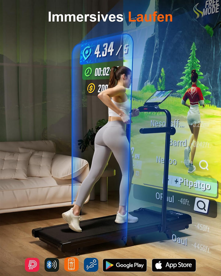 Superun Walking Pad mit Steigung 6% – Laufband für Zuhause max 6km/h &amp; 12km/h mit App und Fernbedien