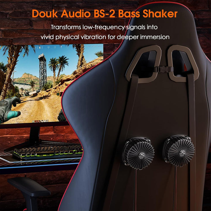 Douk BS-2 Bass Shaker Subwoofer: 4-Ohm Body Sound Konverter Schwarz, Schwarz