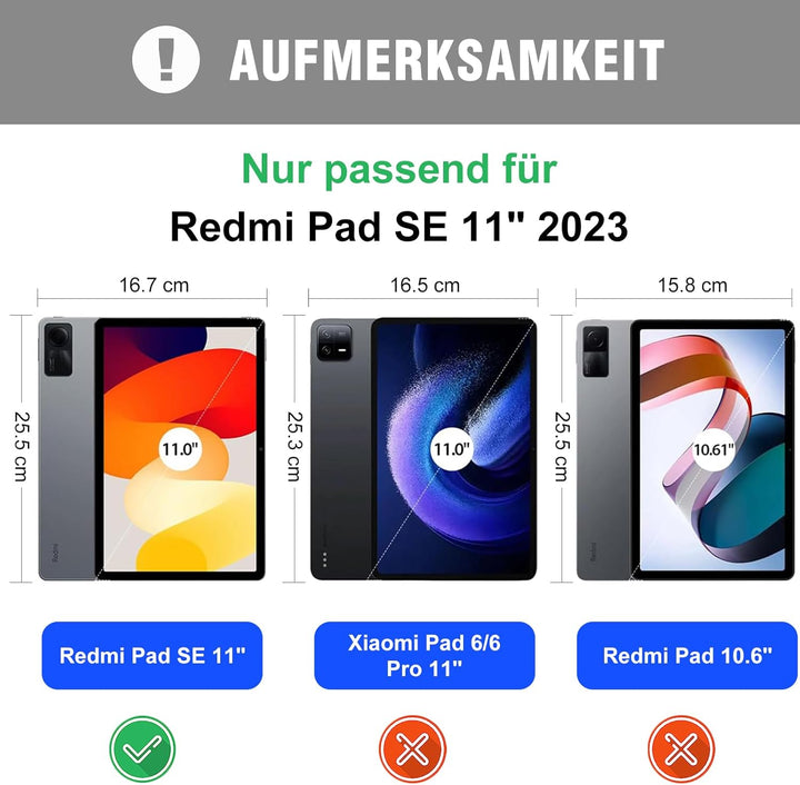YUEJIDZ Tastatur Hülle für Xiaomi Redmi Pad SE, QWERTZ Deutsches Layout Bluetooth Schlanke Ledertasc