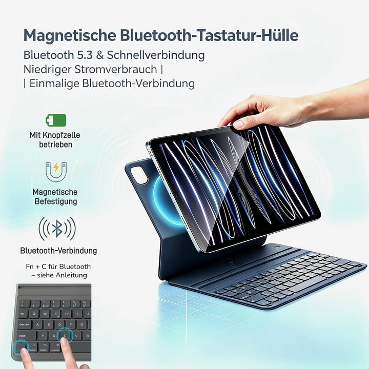 Deutsches QWERTZ-Layout Smart Keyboard Folio für iPad Pro 12,9 Zoll (3., 4., 5. 6. Gen) &amp; iPad Air 1