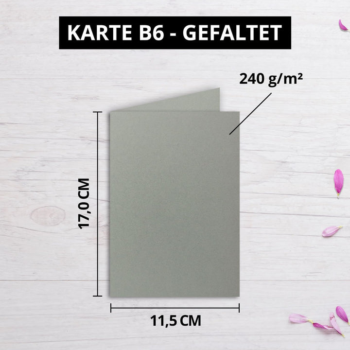 50 Faltkarten B6 - Graphit - Dunkelgrau - PREMIUM QUALITÄT - 11,5 x 17 cm - sehr formstabil - für Dr