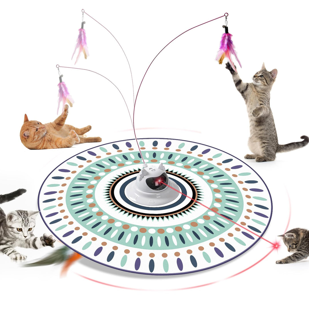 Interactive Cat Toy for Indoor Cats, Cat Toys with Moving Feathers &amp; Chasing Butterfly, Rechargeable