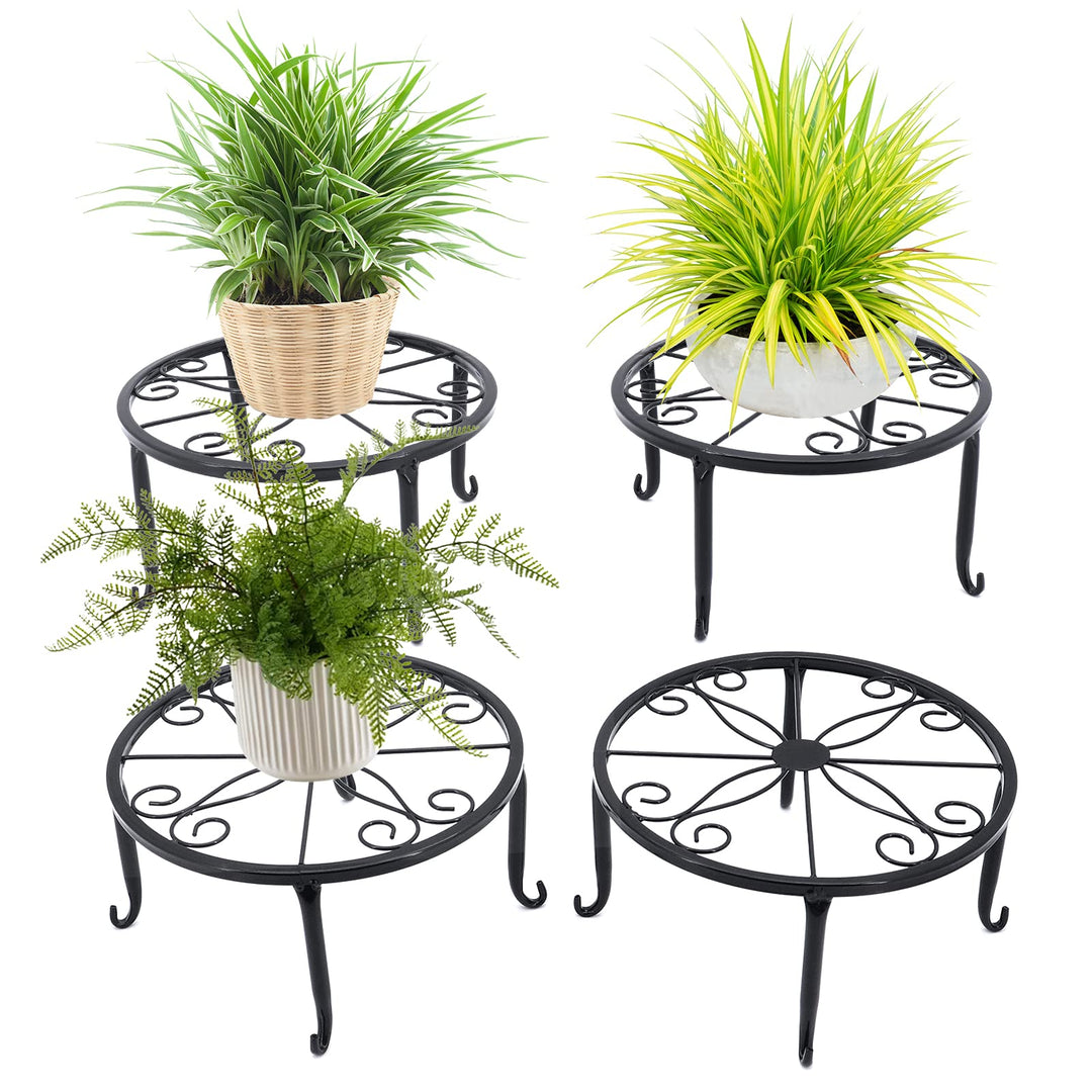Gearific 4 Stück Metall Pflanzenständer, Eisen Pflanzenhalter, Blumentopfständer für Indoor Outdoor
