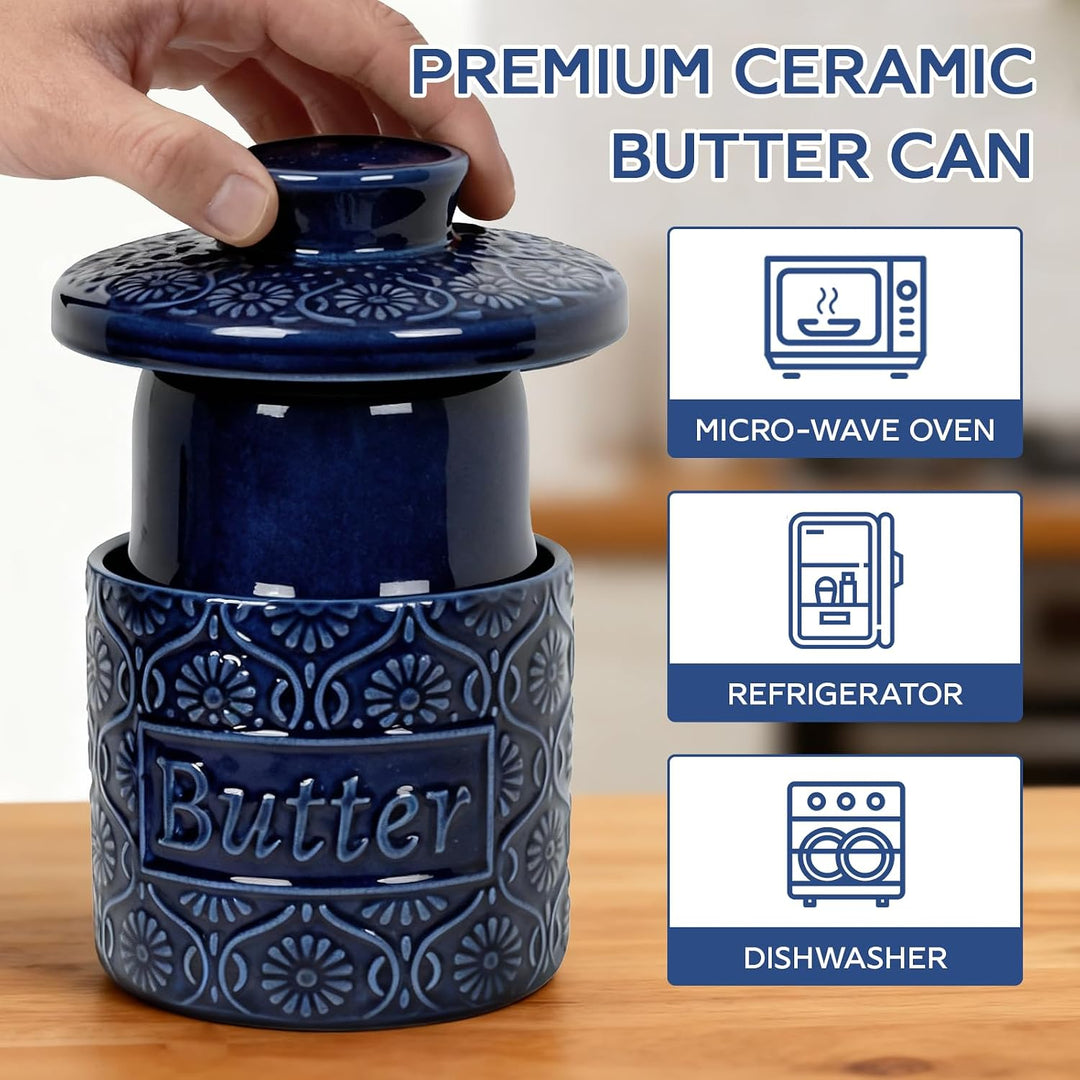Keramik Butterdose, französische Butterdose, keramische butterglocke mit Deckel, butterdose wasserge