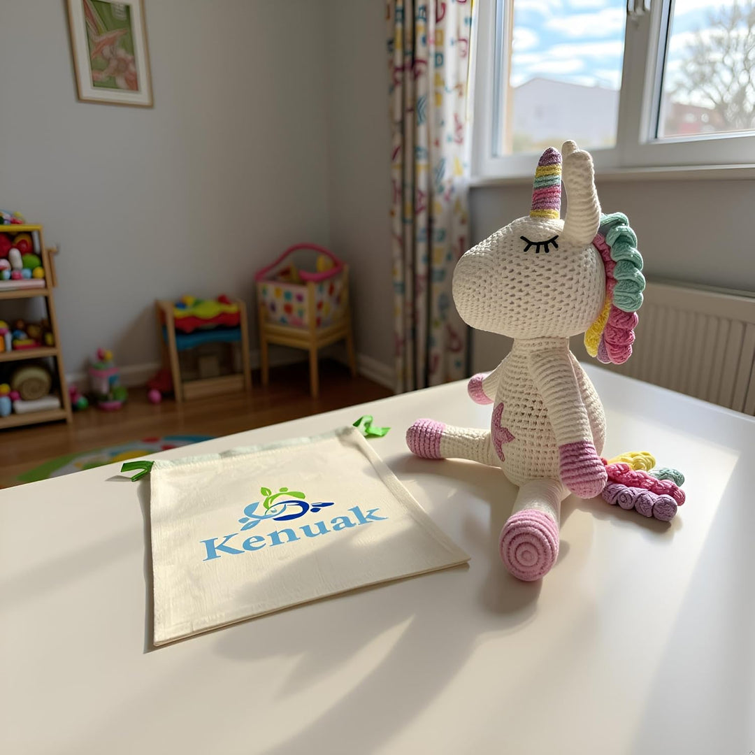 Handgehäkeltes Einhorn Stofftier, Amigurumi-Tierspielzeug, Handgehäkelte originelle Geschenke für Ba