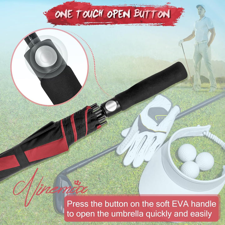 NINEMAX Golfschirm Gross 62/68 Inch Golf Regenschirm Sturmfest Automatik Öffnen Golf Regenschirm Dop