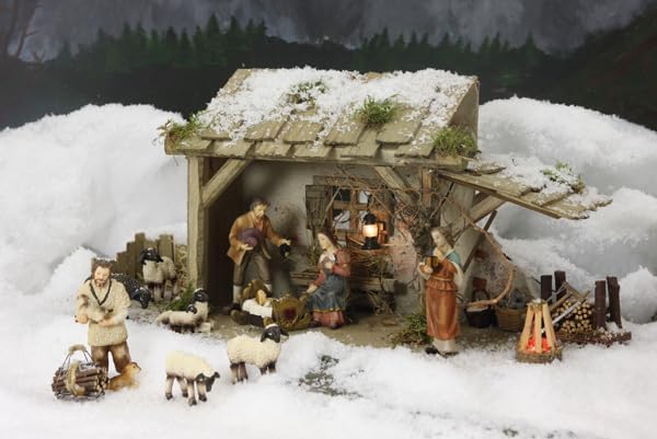 FADEDA Backhaus mit Licht/Höhe:20 cm/handbemalt/detailgetreue Krippen Figuren - Weihnachten Tisch De