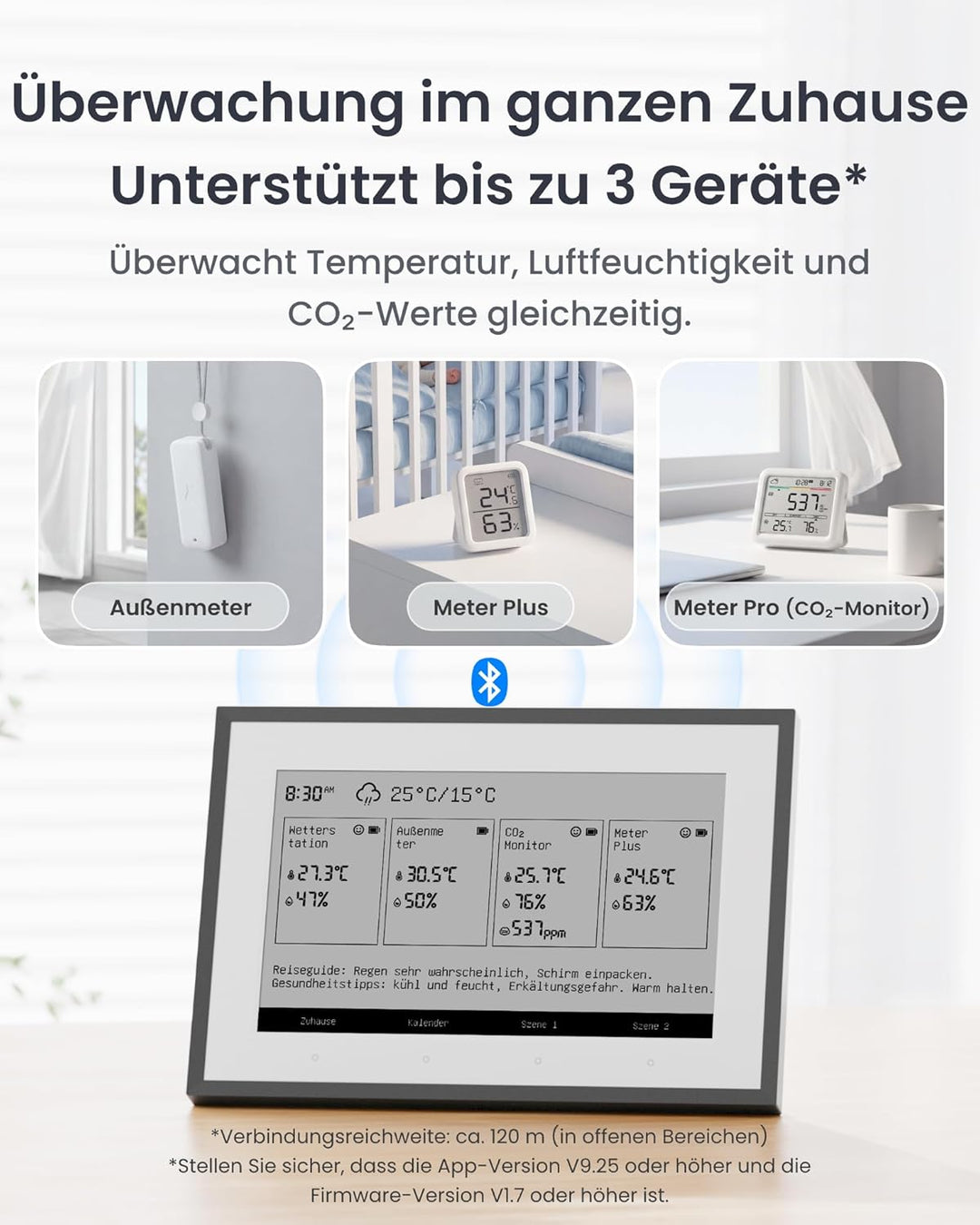 SwitchBot E-Ink Home Dashboard 2-in-1, Wetterstation WLAN mit Matter Hub 2 in 1 Combo, 2 in 1 Combo