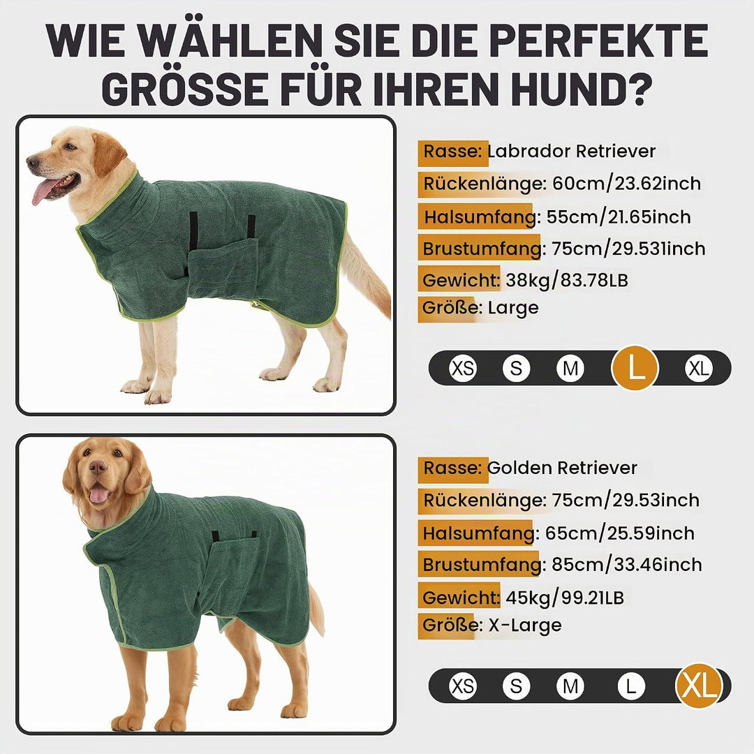 HezzLuv Bademantel Für Hunde, Hundebademantel Aus Mikrofaser Für Mittlere Und Grosse Hunde, Saugfähi