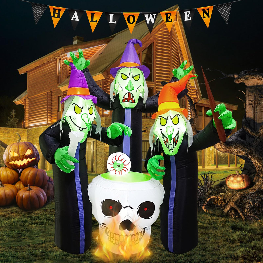 Kalolary 6,2 Fuss Halloween Schlauchboote Sprengt DREI Hexen Kessel Herum, Halloween