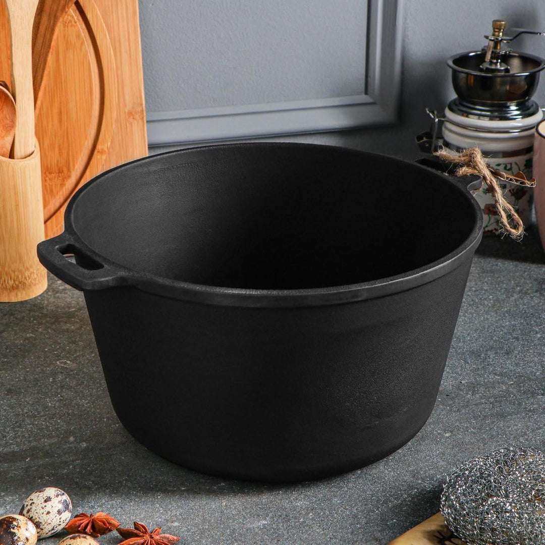 MAYSTERNYA Gusseisen Dutch Oven - Outdoor cooking - BBQ Bratpfanne Gusseisen - Schwarz (5 Liter), 5