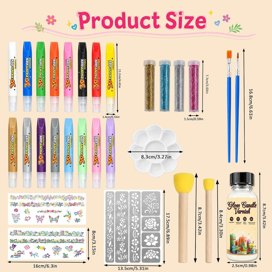 Kerzen Bemalen Set, 16 Farben Kerzenstifte zum Verzieren, DIY Set
