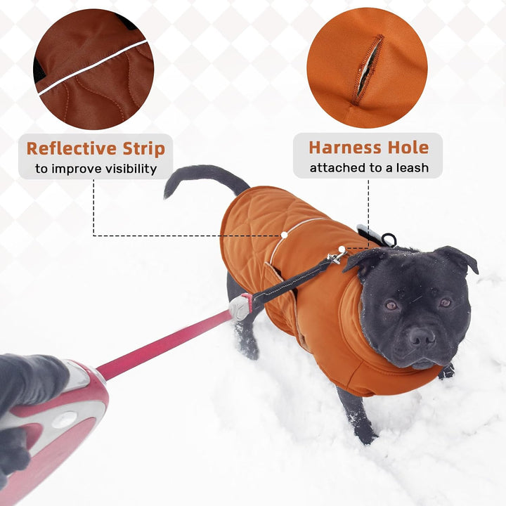 Hundemantel Winter, Gefütterte Hundejacke mit Geschirröffnung, Warmer Wintermantel für Hunde, Hundek